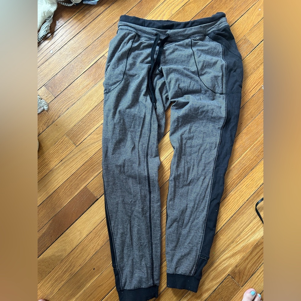 Lululemon Black and Gray Striped Jogger Pants